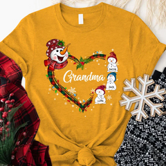 Lofaris Snowman Family Love Grandma Custom Christmas T-Shirt