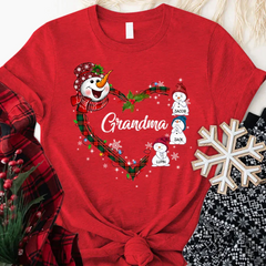 Lofaris Snowman Family Love Grandma Custom Christmas T-Shirt