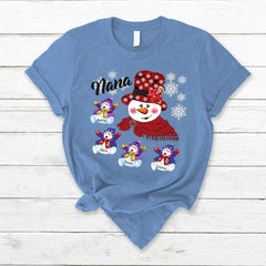 Lofaris Snowman Grandma And Kids Custom Christmas T-Shirt