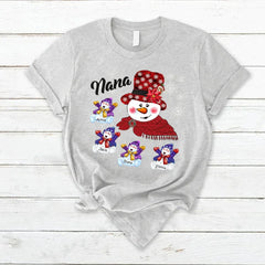 Lofaris Snowman Grandma And Kids Custom Christmas T-Shirt