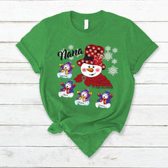 Lofaris Snowman Grandma And Kids Custom Christmas T-Shirt