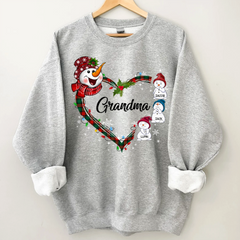 Lofaris Snowman Heart Christmas Grandma Custom Sweatshirt