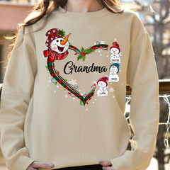 Lofaris Snowman Heart Christmas Grandma Custom Sweatshirt