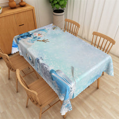 Lofaris Snowman Winter Blue Waterproof Tablecloth For Kitchen