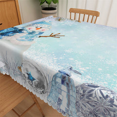 Lofaris Snowman Winter Blue Waterproof Tablecloth For Kitchen