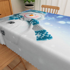 Lofaris Snowman Winter Bokeh Polyester Tablecloth For Dining