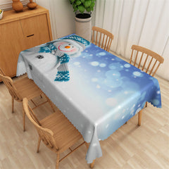 Lofaris Snowman Winter Bokeh Polyester Tablecloth For Dining