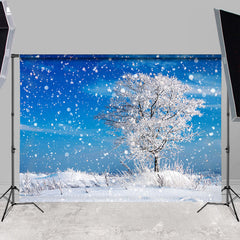 Lofaris Snowy And Blue Sky With A White Tree Winter Backdrop