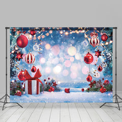 Lofaris Snowy Bauble Gifts Bokeh Merry Christmas Backdrop