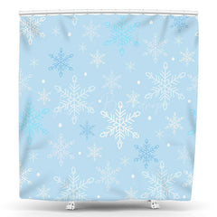 Lofaris Snowy Blue White Ice Crystals Winter Shower Curtain