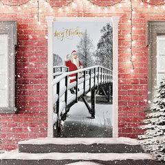 Lofaris Snowy Bridge Santa Claus Merry Christmas Door Cover