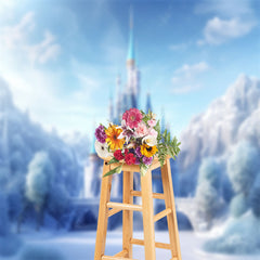 Lofaris Snowy Castle Mountains Winter Cake Smash Backdrop