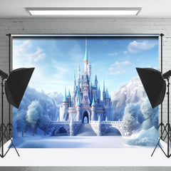 Lofaris Snowy Castle Mountains Winter Cake Smash Backdrop