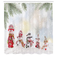 Lofaris Snowy Cute Snowman Bokeh Christmas Shower Curtain