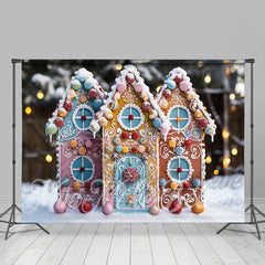 Lofaris Snowy Gingerbread House Bokeh Christamas Backdrop