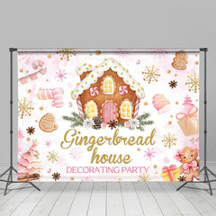 Lofaris Snowy Gingerbread House Decorating Party Backdrop