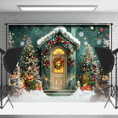 Lofaris Snowy Green Wall Gift Trees Christmas Photo Backdrop