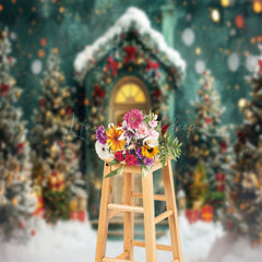 Lofaris Snowy Green Wall Gift Trees Christmas Photo Backdrop