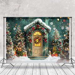 Lofaris Snowy Green Wall Gift Trees Christmas Photo Backdrop