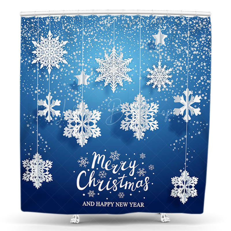 Lofaris Snowy Merry Christmas Happy New Year Shower Curtain