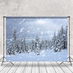 Lofaris Snowy Pine Forest Natural Beauty Bokeh Backdrop