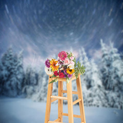 Lofaris Snowy Pines with Magical Sky Photography Backdrop