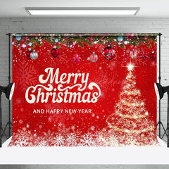 Lofaris Snowy Red Merry Christmas Happy New Year Backdrop