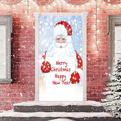 Lofaris Snowy Santa Claus White Merry Christmas Door Cover