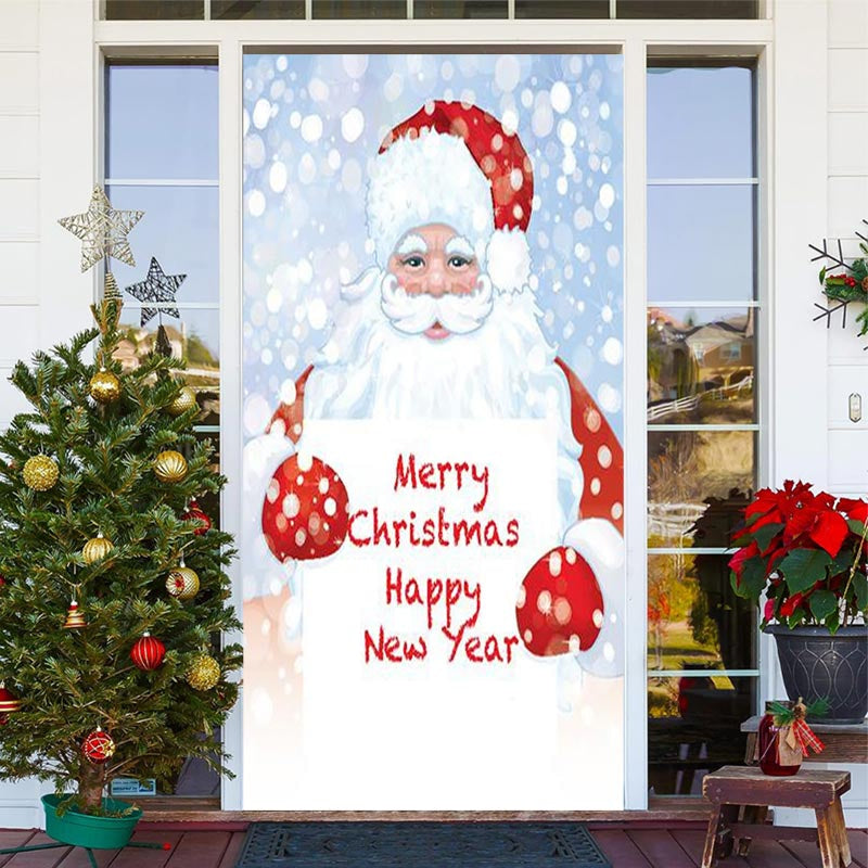 Lofaris Snowy Santa Claus White Merry Christmas Door Cover