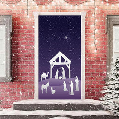 Lofaris Snowy Star Night Prayer Door Cover For Christmas