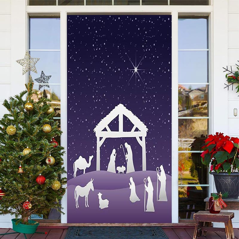 Lofaris Snowy Star Night Prayer Door Cover For Christmas