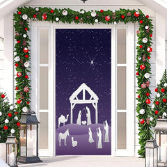 Lofaris Snowy Star Night Prayer Door Cover For Christmas