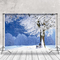 Lofaris Snowy Tree Frozen Winter Scene Backdrop for Photo