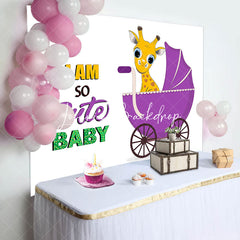 Lofaris So Cute Purple Giraffe Stroller Baby Shower Backdrop