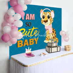 Lofaris So Cute Scarf Leopard Blue Girl Baby Shower Backdrop