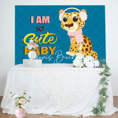 Lofaris So Cute Scarf Leopard Blue Girl Baby Shower Backdrop