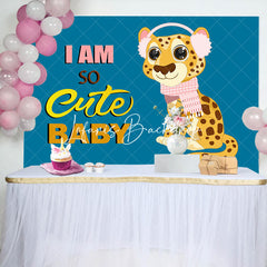 Lofaris So Cute Scarf Leopard Blue Girl Baby Shower Backdrop