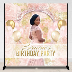 Lofaris Soft Pink Floral Custom Photo Name Birthday Backdrop