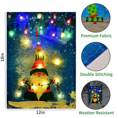 Lofaris Solar Lighted Cute Elf Winter Christmas Garden Flag