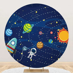 Lofaris Solar System Planet Astronaut Rocket Circle Backdrop