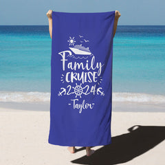 Lofaris Solid Color Family Cruise Custom Name Beach Towel