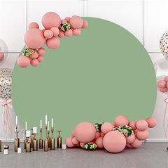 Lofaris Solid Light Green Simple Round Backdrop For Birthday