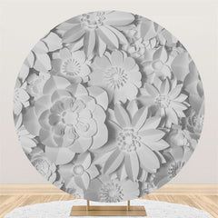 Lofaris Solid White Paper Flower Round Backdrop For Birthday