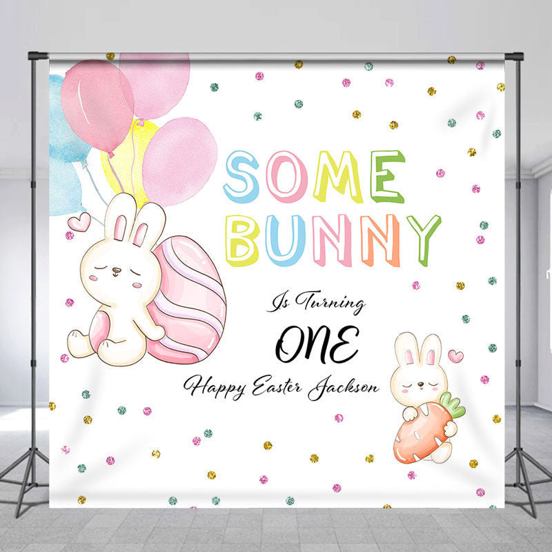 Lofaris Some Bunny Easter Egg Custom 1st Birthday Backdrop