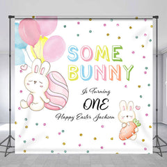 Lofaris Some Bunny Easter Egg Custom 1st Birthday Backdrop