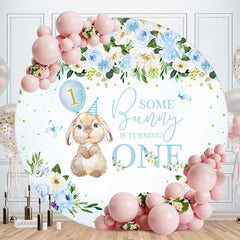 Lofaris Some Bunny Is Turning One Flower Birthday Backdrop