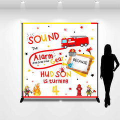 Lofaris Sound Alarm Firefighter Custom 4Th Birthday Backdrop