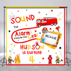 Lofaris Sound Alarm Firefighter Custom 4Th Birthday Backdrop