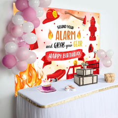 Lofaris Sound Alarm Grab Gear Fireman Boy Birthday Backdrop