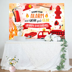 Lofaris Sound Alarm Grab Gear Fireman Boy Birthday Backdrop